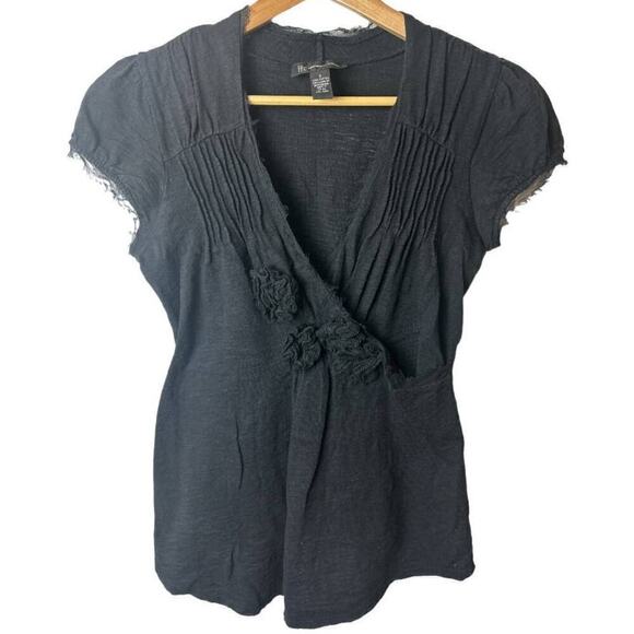 I.N.C Tops - INC Black V-Neck Cap Sleeve Top Blouse Women's Size S